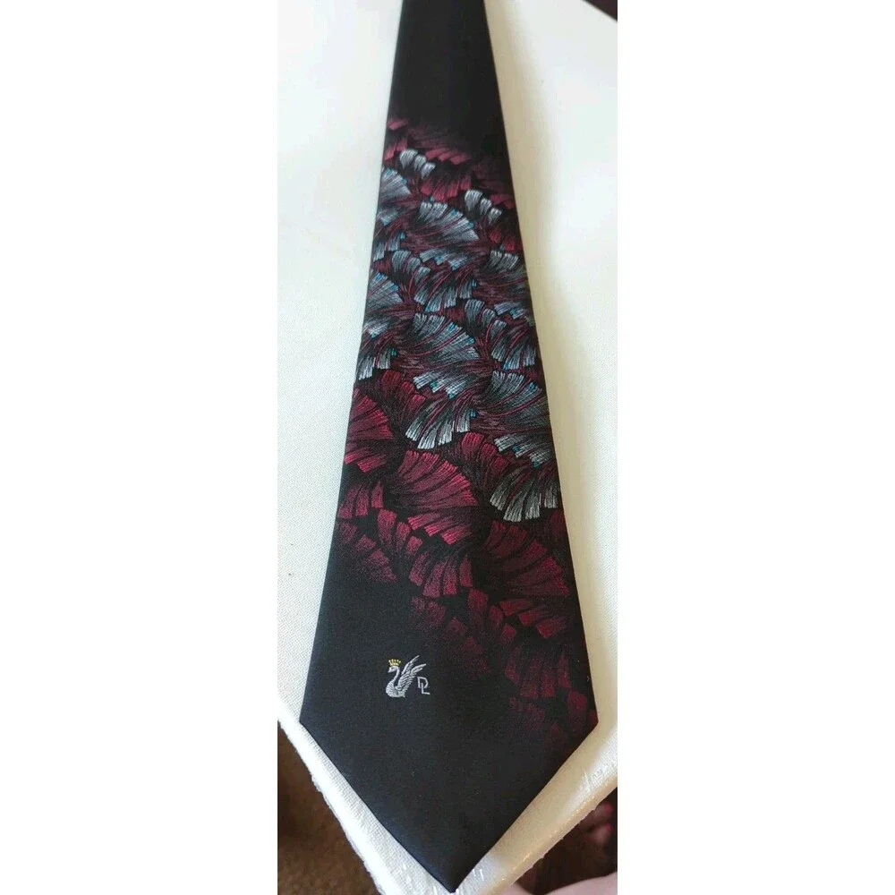 Don Loper Beverly Hills Black Tie w Burgundy Red & Gray Brushed Stroke Design